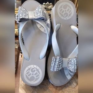 Studded Bow Flip Flops BCBG